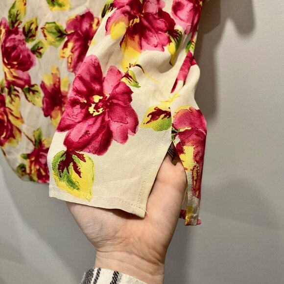 Vintage Hawaiian Tropical Short Sleeve Pink Floral Button Down Blouse Shirt XL - Picture 5 of 7